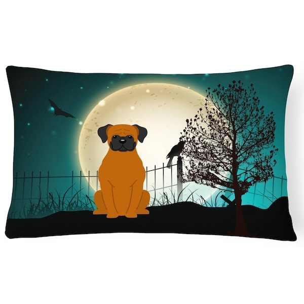 Carolines Treasures Halloween Scary Fawn Boxer Canvas Fabric Decorative Pillow - BB2305PW1216