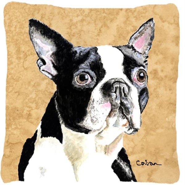 Carolines Treasures Carolines Treasures SC9140PW1414 Boston Terrier Indoor & Outdoor Fabric Decorative Pillow - SC9140PW1414