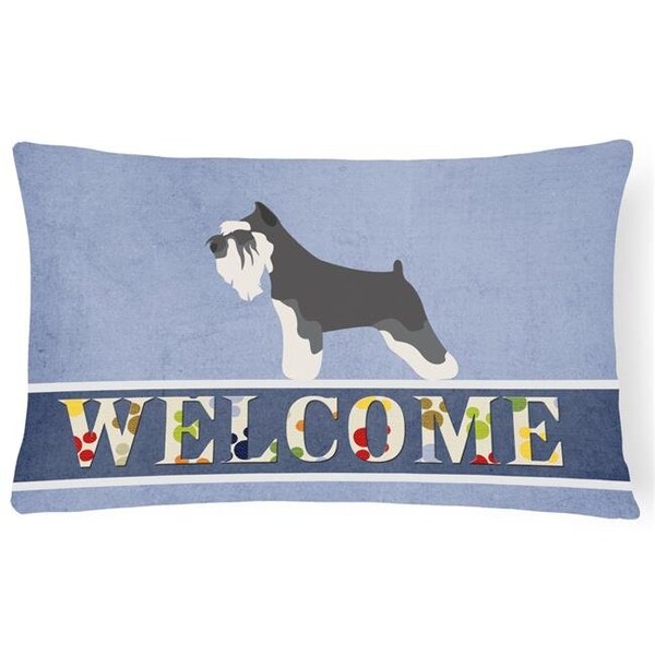 Carolines Treasures Carolines Treasures BB8298PW1216 Miniature Schnauzer Welcome Canvas Fabric Decorative Pillow - BB8298PW1216