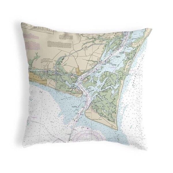 Betsy Drake Betsy Drake KS11537B 12 x 12 in. Baldhead Island; NC Nautical Map Non-Corded Indoor & Outdoor Pillow - KS11537B