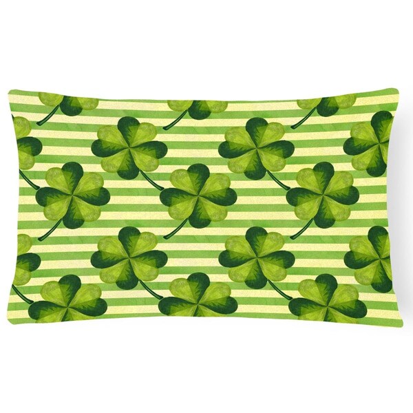 Jensendistributionservices Watercolor Shamrock Stripes Canvas Fabric Decorative Pillow, 12 x 16 in. - MI2551110