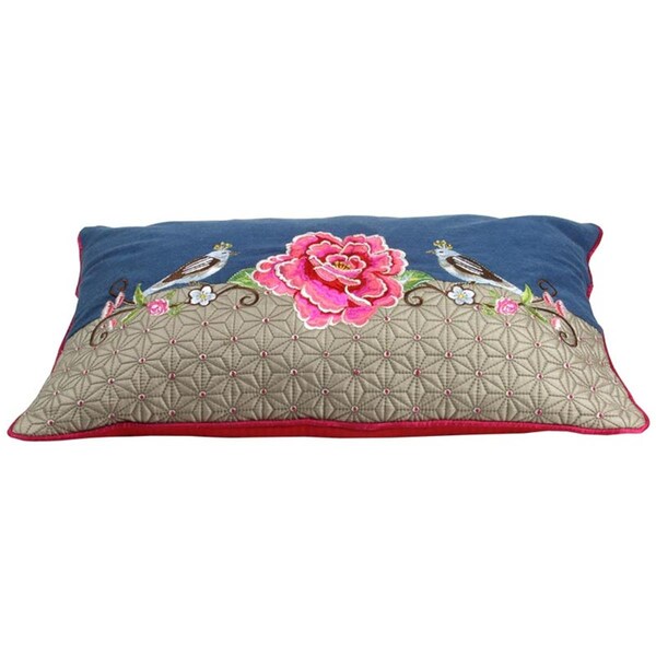 Heritage Lace 12 x 20 in. Pip Studio Birds Single Flower Pillow Cover, Denim - 51.040.098