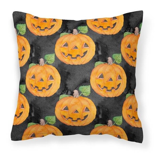 Carolines Treasures Carolines Treasures BB7524PW1414 Watecolor Halloween Jack-O-Lantern Fabric Decorative Pillow; 14 x 14 in. - BB7524PW1414