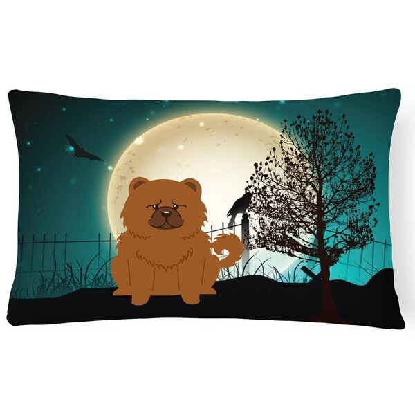 Carolines Treasures Halloween Scary Chow Chow Red Canvas Fabric Decorative Pillow - BB2332PW1216