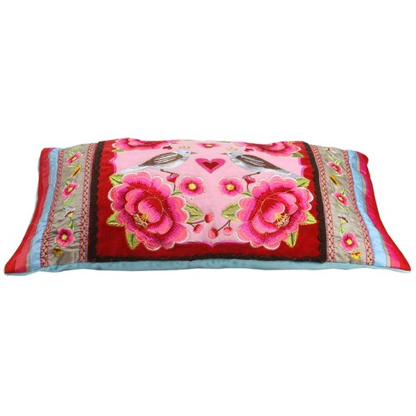 Heritage Lace 12 x 20 in. Pip Studio Birds Multi Flower Pillow Cover, Red - 51.040.094