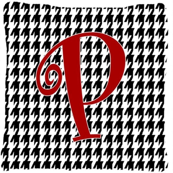 Carolines Treasures Carolines Treasures CJ1035-PPW1414 14 x 14 in. Monogram Initial P Houndstooth Black Fabric Decorative Pillow - CJ1035-PPW1414