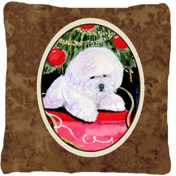Carolines Treasures Carolines Treasures SS8957PW1414 Christmas Tree With Bichon Frise Indoor & Outdoor Fabric Decorative Pillow - SS8957PW1414