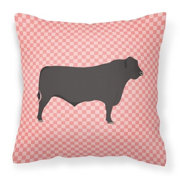 Carolines Treasures Carolines Treasures BB7828PW1818 Black Angus Cow Pink Check Fabric Decorative Pillow; 18 x 18 in. - BB7828PW1818