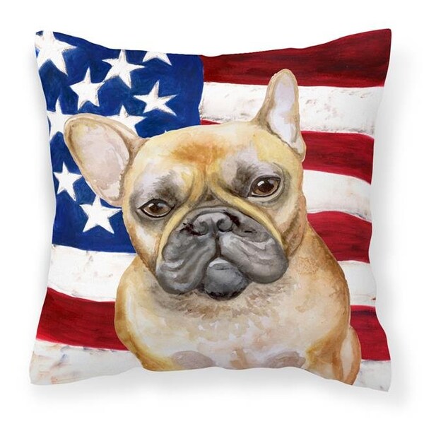 Carolines Treasures Carolines Treasures BB9688PW1818 French Bulldog Patriotic Fabric Decorative Pillow - BB9688PW1818