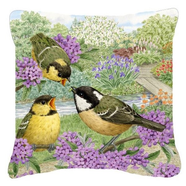 Carolines Treasures Carolines Treasures ASAD0686PW1414 Coal Tits Feeding Time Canvas Decorative Pillow - ASAD0686PW1414
