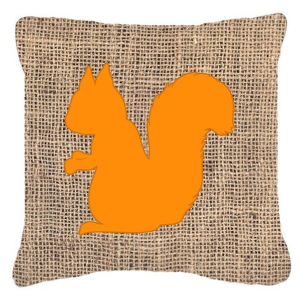 Carolines Treasures Carolines Treasures BB1119-BL-OR-PW1818 Squirrel Burlap and Orange Indoor & Outdoor Decorative Fabric Pillow - 18 x 18 in. - BB1119-BL-OR-PW1818