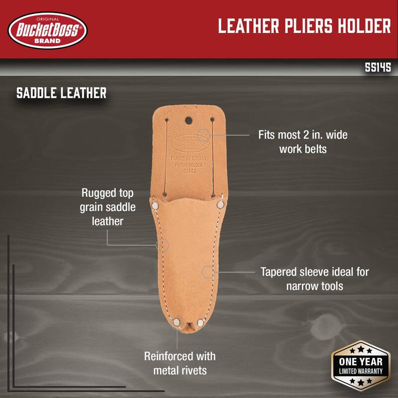 BUCKET BOSS Classic Series Saddle Leather Pliers Tool Belt Pouch - 55145