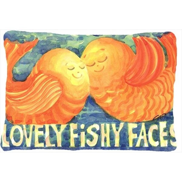 Carolines Treasures Carolines Treasures 6052PW1216 Fish - Kissing Fish Indoor & Outdoor Decorative Fabric Pillow - 12 x 16 in. - 6052PW1216