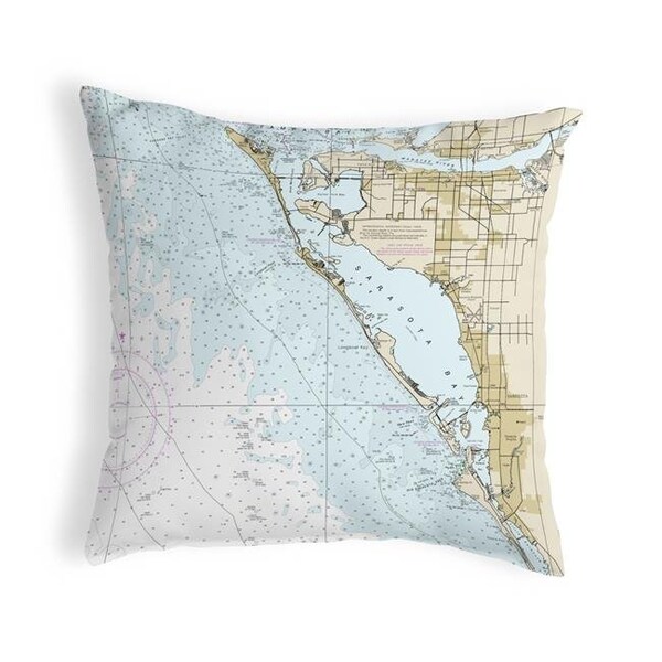Betsy Drake Betsy Drake KS11424S 12 x 12 in. Sarasota Bay; FL Nautical Map Non-Corded Indoor & Outdoor Pillow - KS11424S