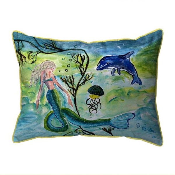 Betsy Drake Betsy Drake ZP1189 20 x 24 in. Mermaid & Jellyfish Zippered Indoor & Outdoor Pillow; Extra Large - ZP1189