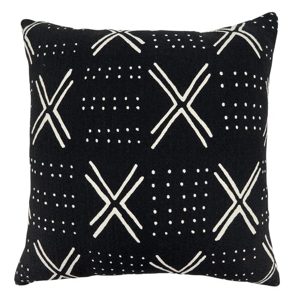 Rlm Distribution SARO  22 in. Square Down Filled Throw Pillow with Black Dark Mudcloth Design - HO3753165