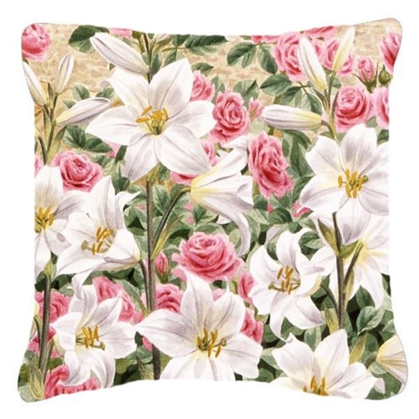 Carolines Treasures Carolines Treasures ASAD0115PW1414 Lilies & Roses by Sarah Adams Canvas Decorative Pillow - ASAD0115PW1414