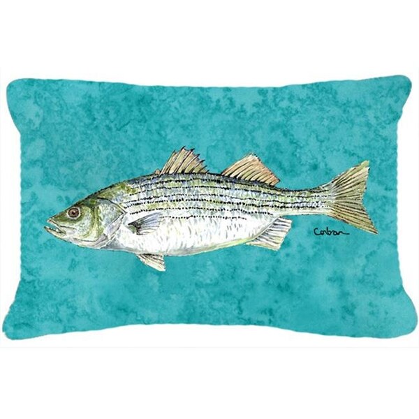 Carolines Treasures Carolines Treasures 8720PW1216 Striped Bass Fish Indoor & Outdoor Fabric Decorative Pillow - 8720PW1216