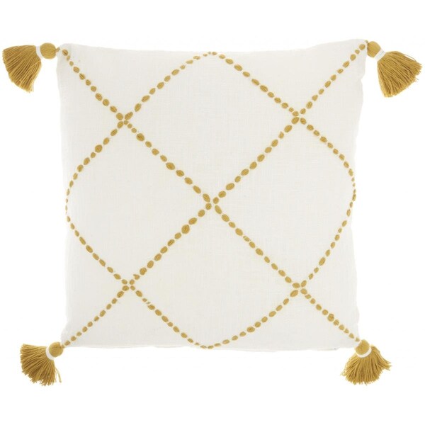 Homeroots 5 x 20 x 20 in. Boho Cotton Accent Throw Pillow, Mustard - 386341