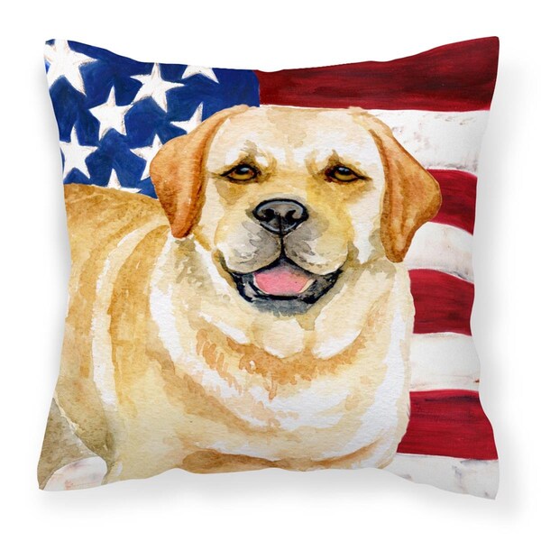 Jensendistributionservices Golden Retriever Patriotic Fabric Decorative Pillow - MI2551645