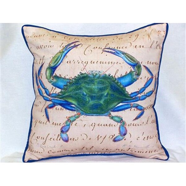 Betsy Drake Betsy Drake HJ005B Male Blue Crab Beige Indoor-Outdoor Pillow - HJ005B