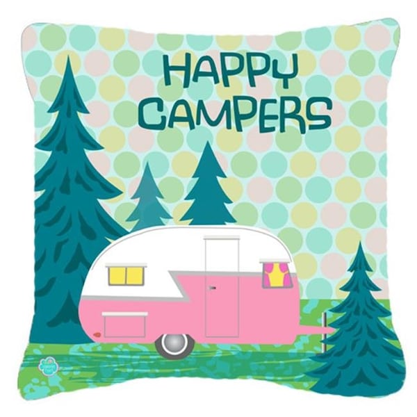 Carolines Treasures Carolines Treasures VHA3004PW1414 Happy Campers Glamping Trailer Fabric Decorative Pillow - VHA3004PW1414