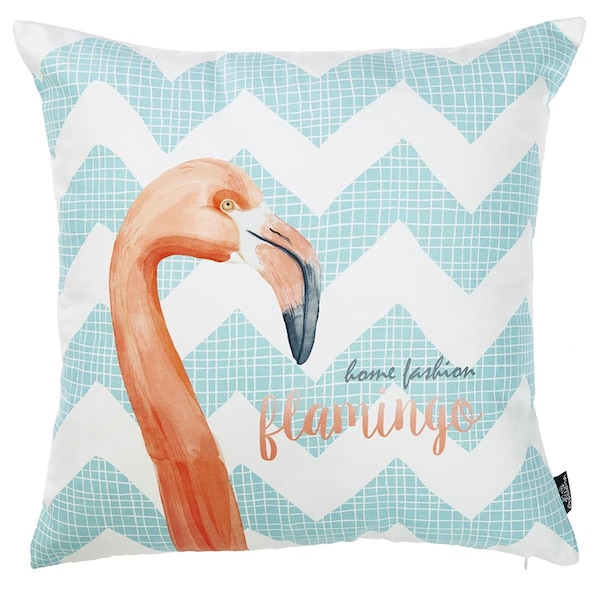 Gfancy Fixtures Blue Tropical Flamingo Decorative Throw Pillow Cover - 18 x 18 in. - GF3679315