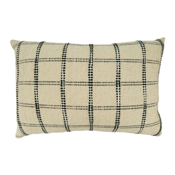 Rlm Distribution 16 x 24 in. Checkered Design Throw Pillow with Poly Filling, Natural - HO3188403