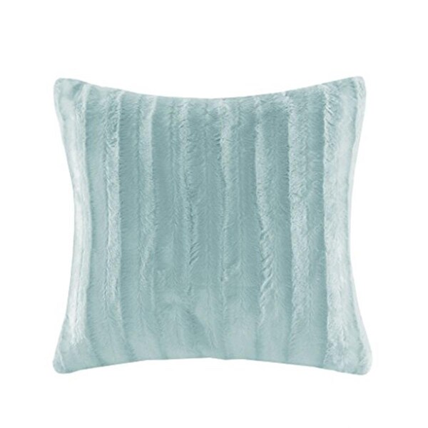 Madison Park 20 x 20 in. Faux Fur Squre Pillow - Aqua - MP30-5785