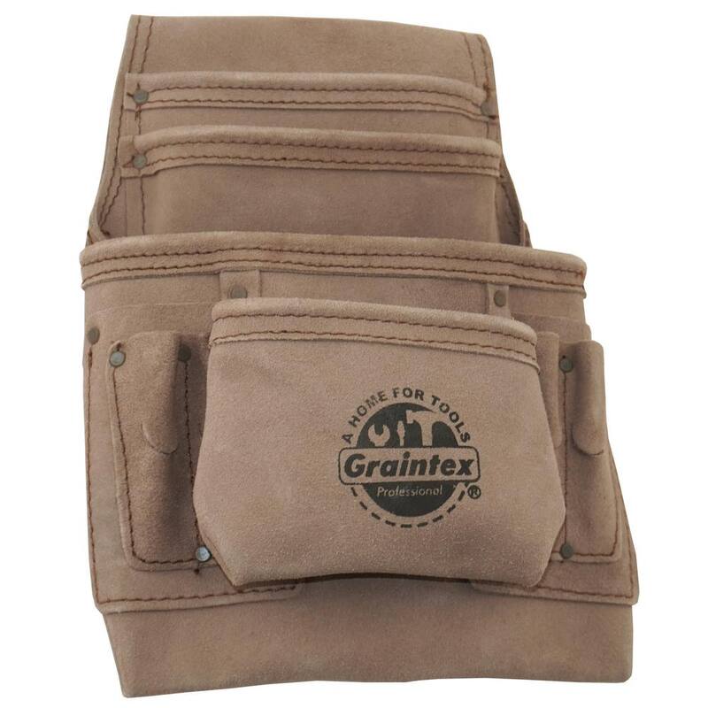 Graintex 10-Pocket Beige Leather Suede Nail & Tool Pouch - SS2460