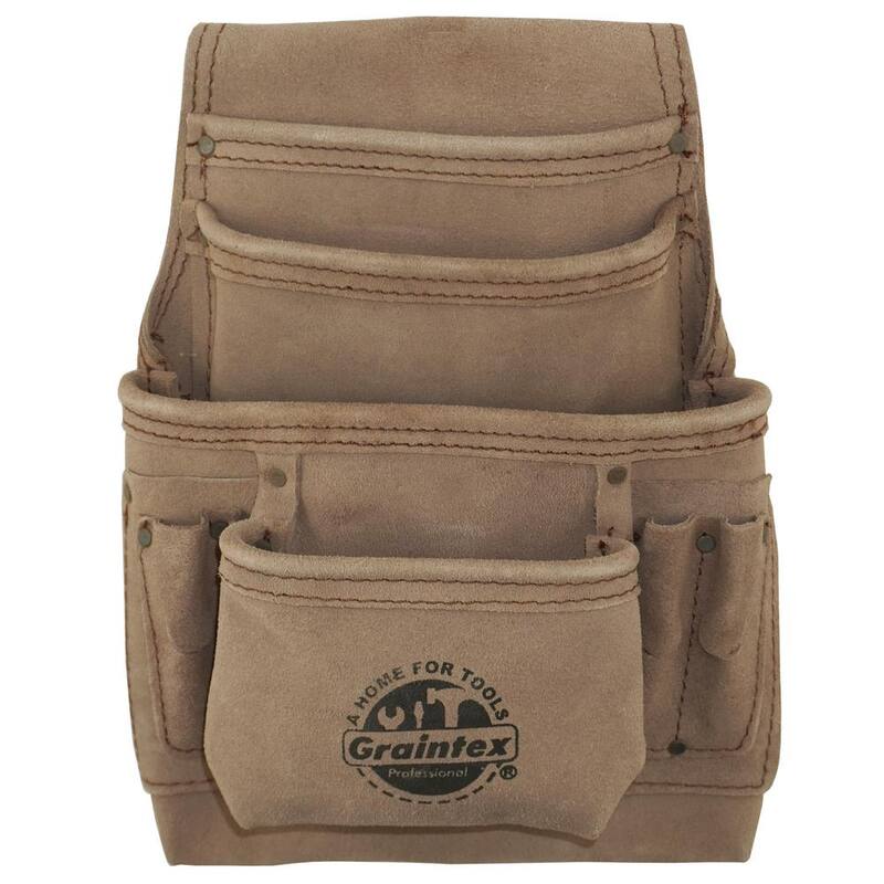 Graintex 10-Pocket Beige Leather Suede Nail & Tool Pouch - SS2460
