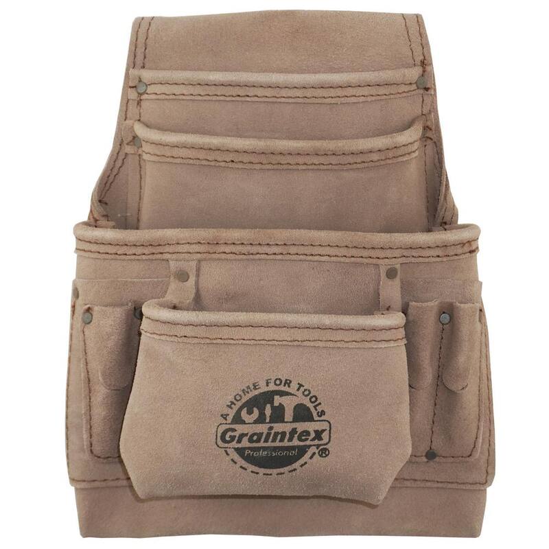 Graintex 10-Pocket Beige Leather Suede Nail & Tool Pouch - SS2460