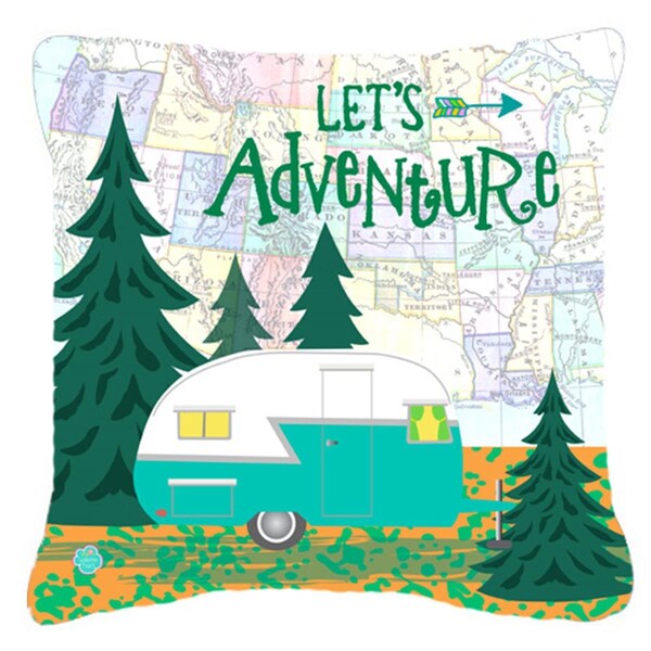 Carolines Treasures Lets Adventure Glamping Trailer Fabric Decorative Pillow - CA78935