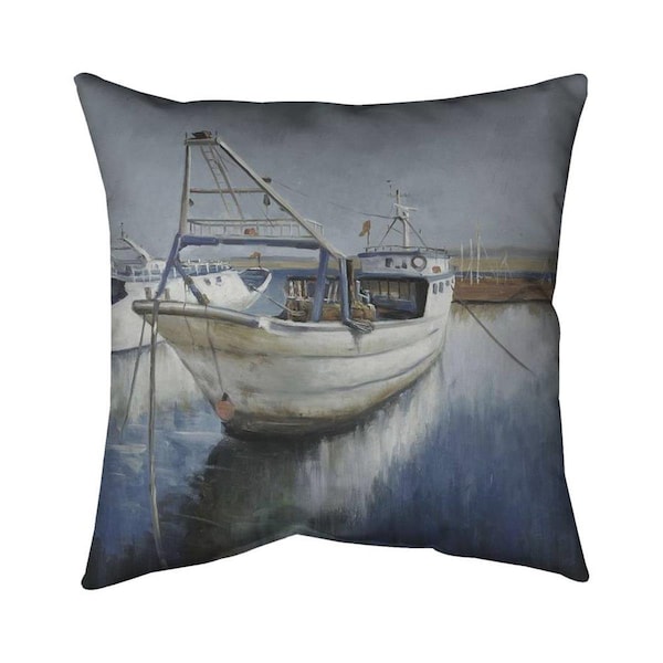 Begin Home Decor 20 x 20 in. Blue Fishing Boat-Double Sided Print Indoor Pillow - 5541-2020-CO41-2