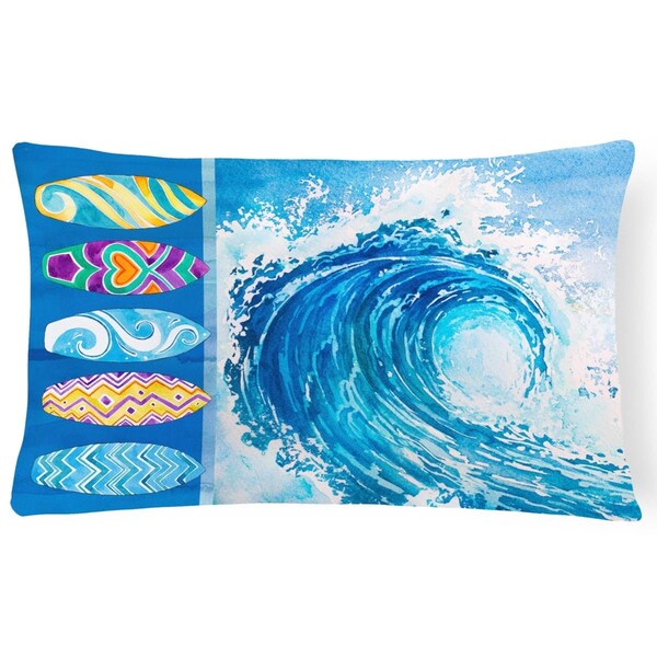 Jensendistributionservices Surf Boards and Wave Canvas Fabric Decorative Pillow - MI2551313