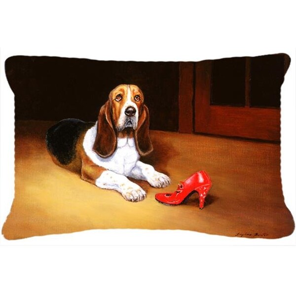 Carolines Treasures Carolines Treasures BDBA0372PW1216 Basset & Shoe Fabric Decorative Pillow - BDBA0372PW1216