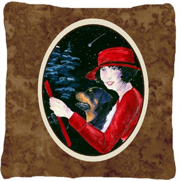 Carolines Treasures Carolines Treasures SS8551PW1414 Lady driving with her Rottweiler Decorative Fabric Pillow - 14 x 14 in. - SS8551PW1414