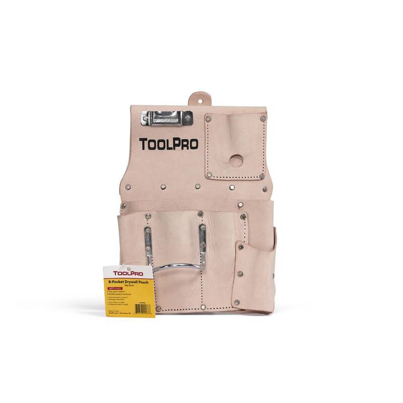 ToolPro Top Grain Leather Left Handed 8 Pocket Drywall Pouch - TP00486