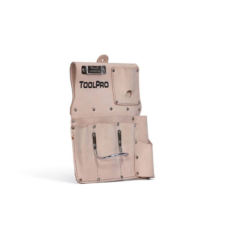 ToolPro Top Grain Leather Left Handed 8 Pocket Drywall Pouch - TP00486