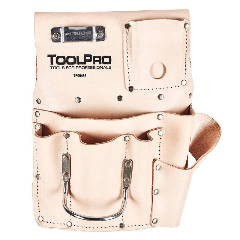 ToolPro Top Grain Leather Left Handed 8 Pocket Drywall Pouch - TP00486