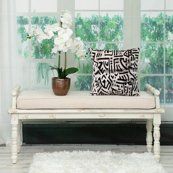 Homeroots 16 x 16 x 5 in. Black & White Abstract Velvet Throw Pillow - 383092