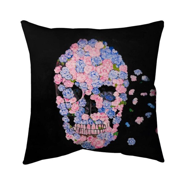 Fondo 20 x 20 in. Flower Skull-Double Sided Print Indoor Pillow - FO2773812