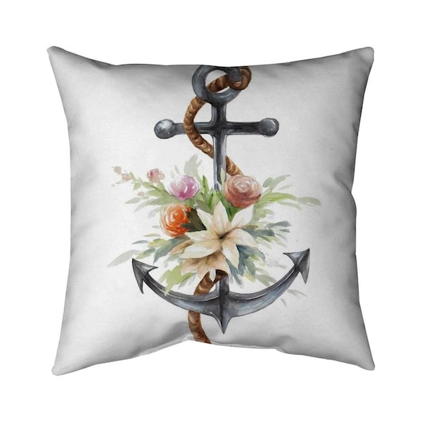 Fondo 26 x 26 in. Anchor with Flowers-Double Sided Print Indoor Pillow - FO2780538