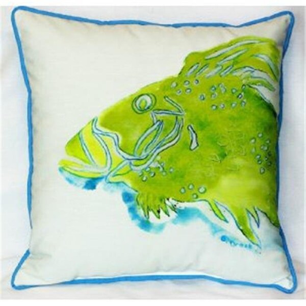 Betsy Drake Betsy Drake HJ303 Green Fish Indoor & Outdoor Throw Pillow; 18 x 18 in. - HJ303