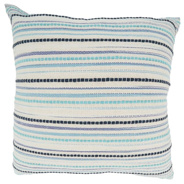 Vecindario 22 in. Woven Stripe Square Throw Pillow with Down Filling Black - VE3189384