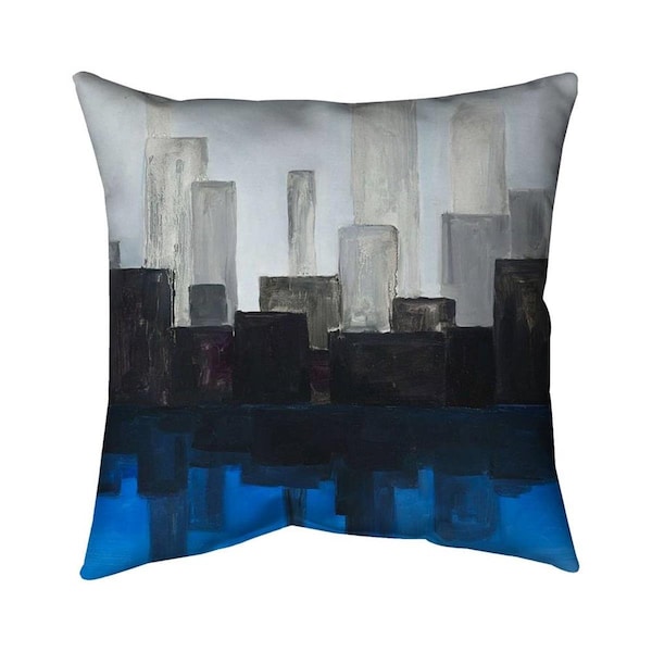 Begin Home Decor 26 x 26 in. Blue City-Double Sided Print Indoor Pillow - 5541-2626-CI337