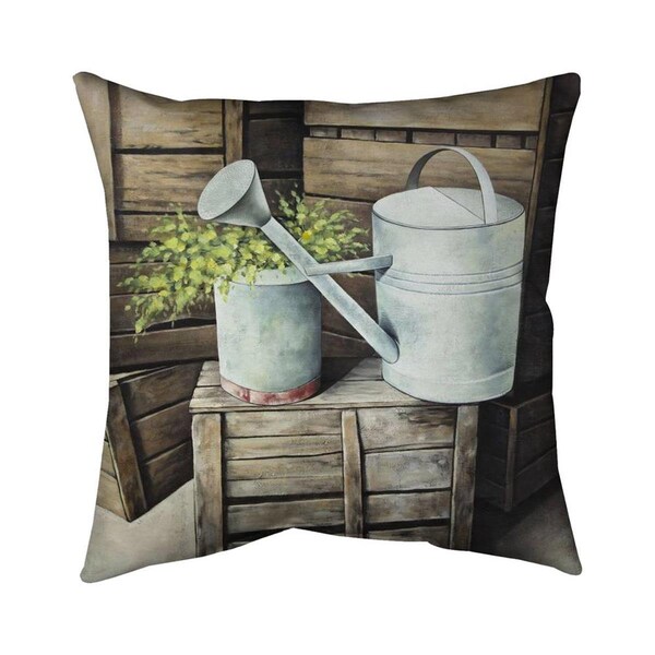 Begin Home Decor 26 x 26 in. Vintage Watering Can-Double Sided Print Indoor Pillow - 5541-2626-SL30