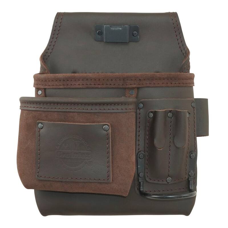 Graintex 5-Pocket Left-Handed Top Grain Oil Tanned Leather Nail and Tool Pouch - OS2842