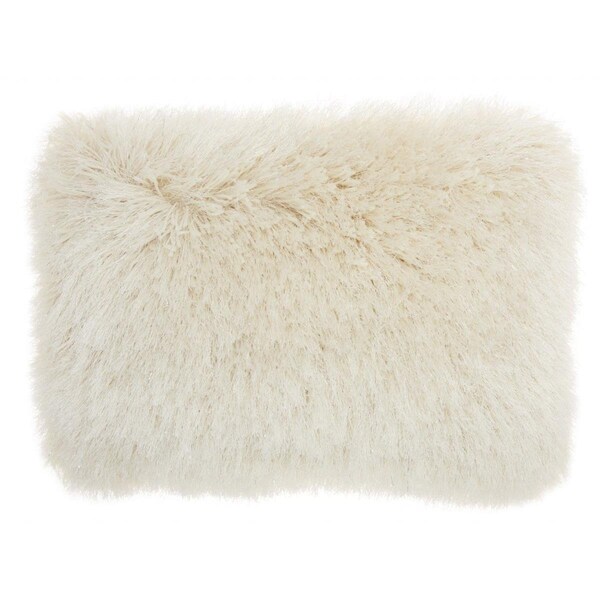 Palacedesigns 14 x 20 in. Cream Super Shaggy Throw Pillow - PA2627705