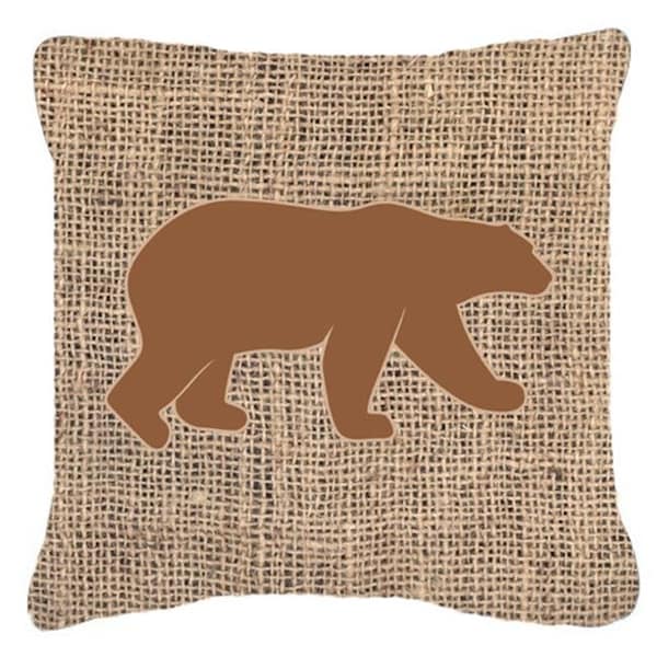 Carolines Treasures Carolines Treasures BB1005-BL-BN-PW1414 Bear Burlap and Brown Indoor & Outdoor Fabric Decorative Pillow - BB1005-BL-BN-PW1414